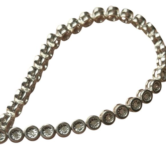 Sterling Silver 925 Classic Diamond Tennis Bracelet Tested 12.6g Design 7.5" - Picture 9 of 10